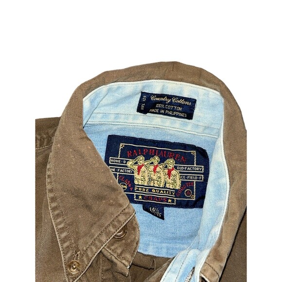 Vintage Chaps Ralph Lauren Button Up Denim Jean Shirt Mens 14 1/2 32-33 (B15) - Picture 2 of 5